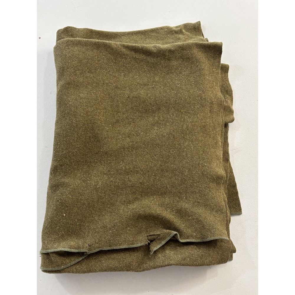 US Army Wool Blanket Military Vintage 60x72 Olive Drab Heavy Duty Surplus Gear